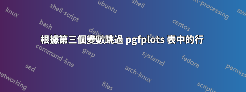 根據第三個變數跳過 pgfplots 表中的行