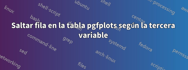 Saltar fila en la tabla pgfplots según la tercera variable