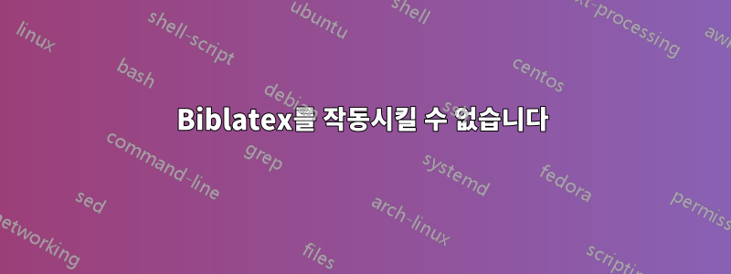 Biblatex를 작동시킬 수 없습니다