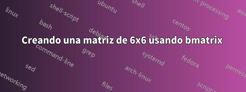 Creando una matriz de 6x6 usando bmatrix