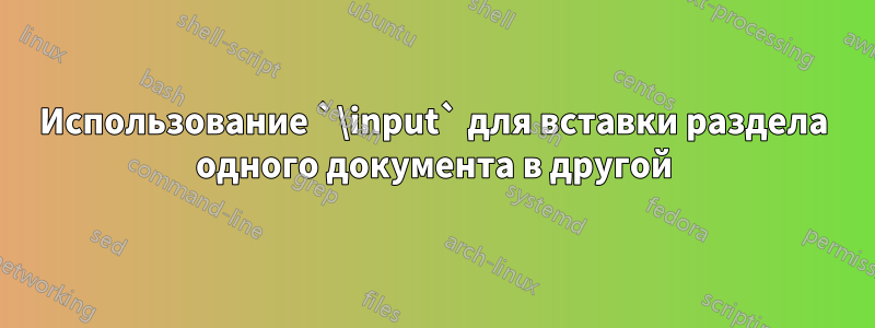 Использование `\input` для вставки раздела одного документа в другой