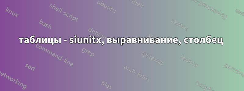 таблицы - siunitx, выравнивание, столбец