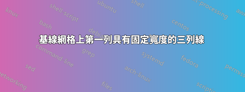 基線網格上第一列具有固定寬度的三列線