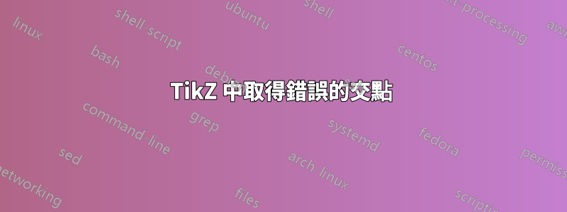 TikZ 中取得錯誤的交點