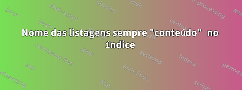 Nome das listagens sempre "conteúdo" no índice