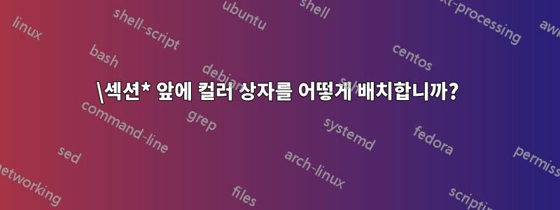 \섹션* 앞에 컬러 상자를 어떻게 배치합니까?