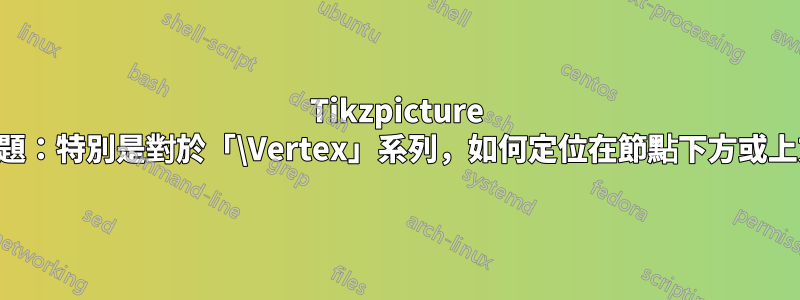 Tikzpicture 問題：特別是對於「\Vertex」系列，如何定位在節點下方或上方