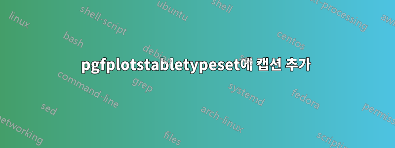 pgfplotstabletypeset에 캡션 추가