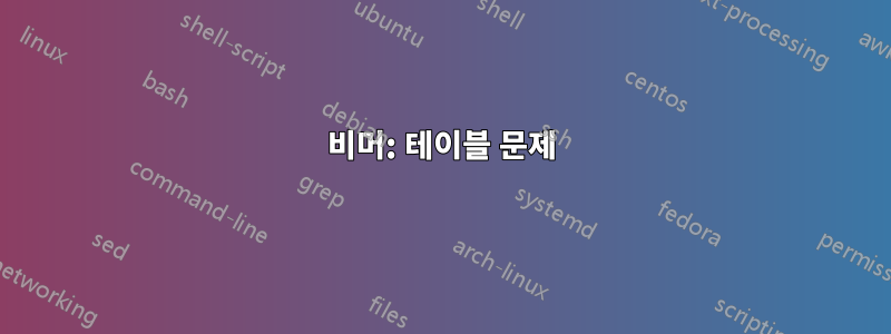 비머: 테이블 문제