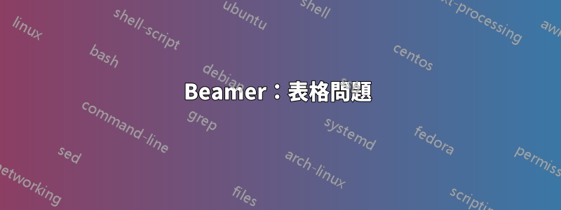 Beamer：表格問題