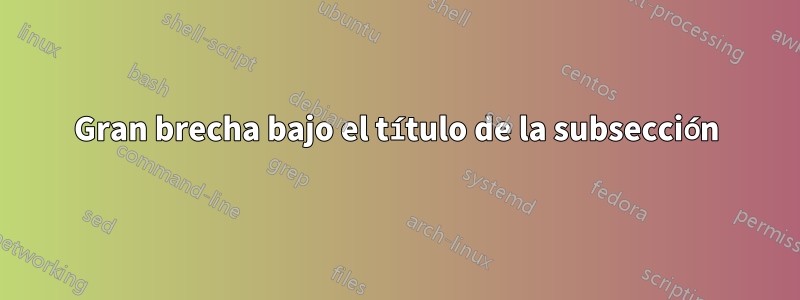 Gran brecha bajo el título de la subsección