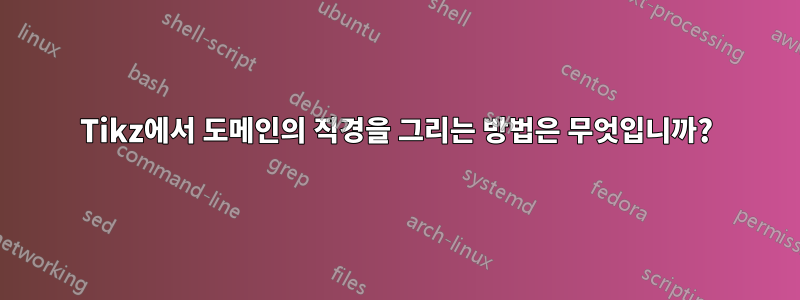 Tikz에서 도메인의 직경을 그리는 방법은 무엇입니까?