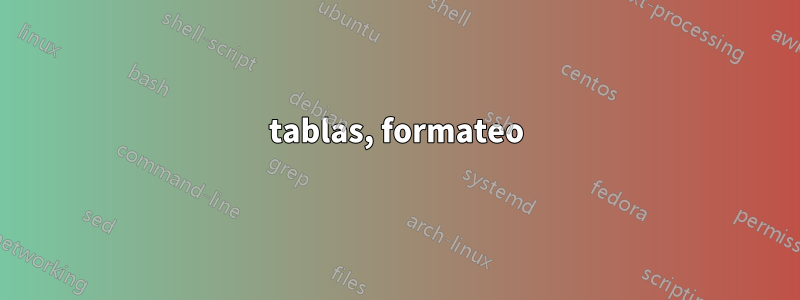 tablas, formateo