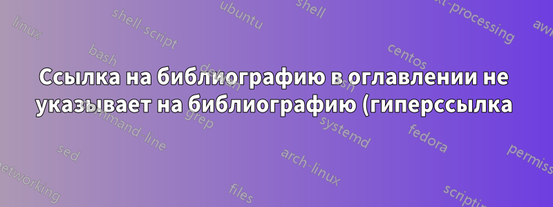Ссылка на библиографию в оглавлении не указывает на библиографию (гиперссылка)