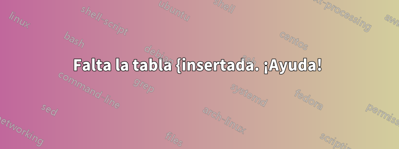 Falta la tabla {insertada. ¡Ayuda!