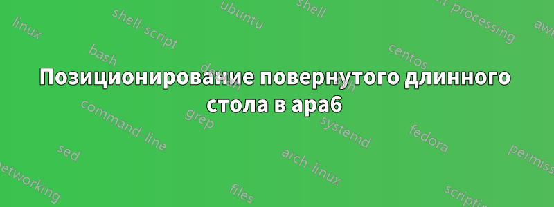 Позиционирование повернутого длинного стола в apa6