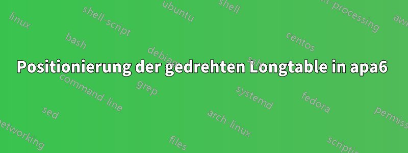 Positionierung der gedrehten Longtable in apa6