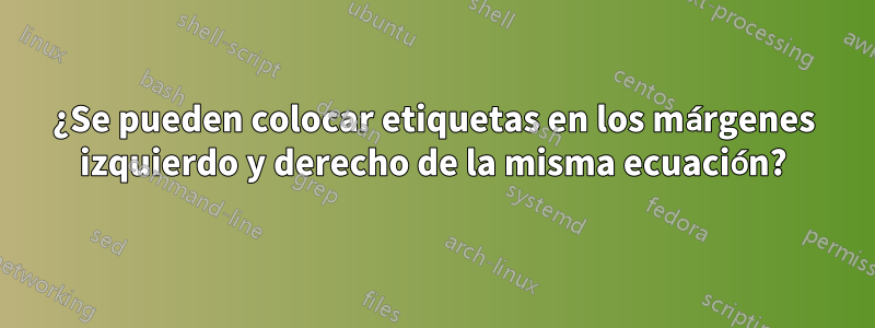 ¿Se pueden colocar etiquetas en los márgenes izquierdo y derecho de la misma ecuación?