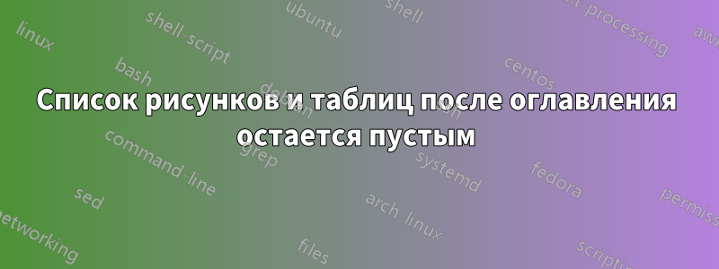 Список рисунков и таблиц после оглавления остается пустым