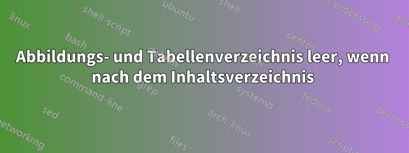 Abbildungs- und Tabellenverzeichnis leer, wenn nach dem Inhaltsverzeichnis