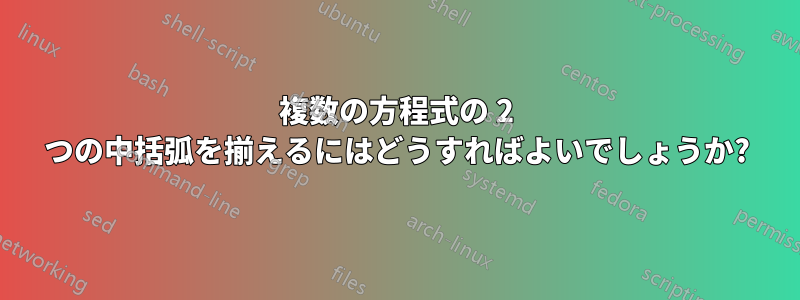 複数の方程式の 2 つの中括弧を揃えるにはどうすればよいでしょうか?