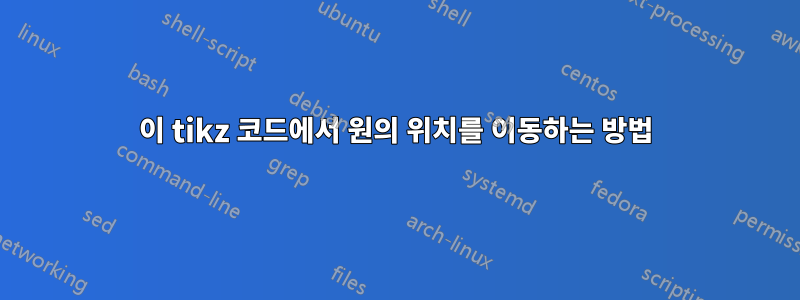 이 tikz 코드에서 원의 위치를 ​​이동하는 방법