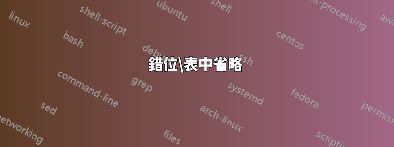 錯位\表中省略