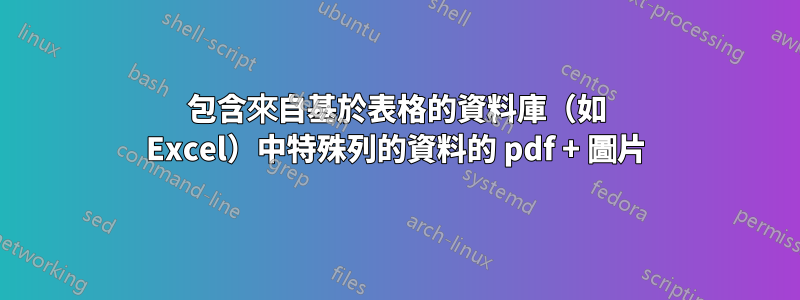 包含來自基於表格的資料庫（如 Excel）中特殊列的資料的 pdf + 圖片