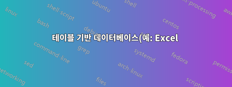테이블 기반 데이터베이스(예: Excel)의 특수 열 데이터가 포함된 PDF + 그림