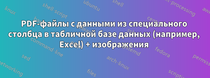 PDF-файлы с данными из специального столбца в табличной базе данных (например, Excel) + изображения