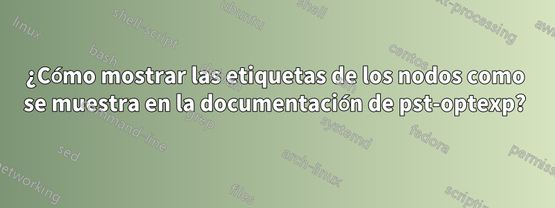 ¿Cómo mostrar las etiquetas de los nodos como se muestra en la documentación de pst-optexp?