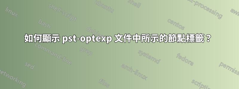 如何顯示 pst-optexp 文件中所示的節點標籤？