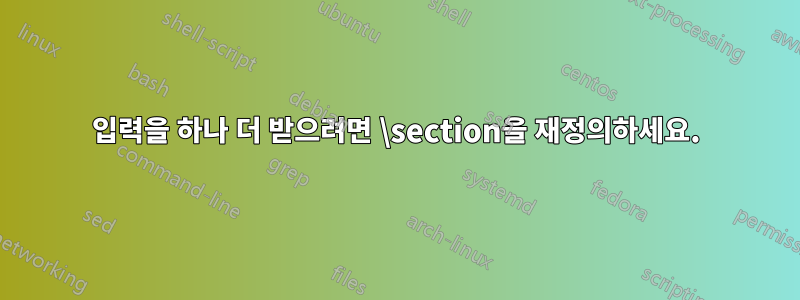 입력을 하나 더 받으려면 \section을 재정의하세요.