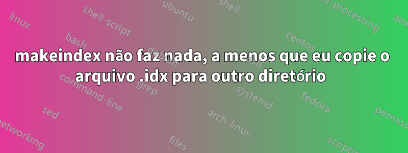 makeindex não faz nada, a menos que eu copie o arquivo .idx para outro diretório 