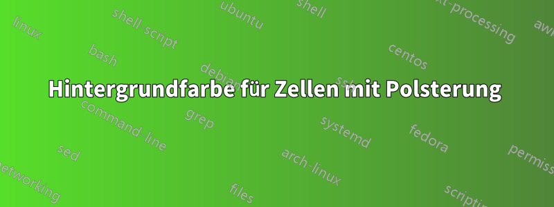 Hintergrundfarbe für Zellen mit Polsterung