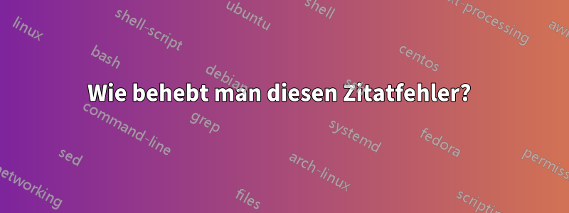 Wie behebt man diesen Zitatfehler? 