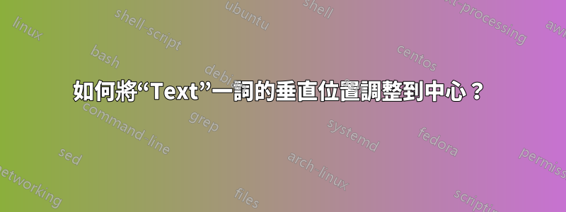 如何將“Text”一詞的垂直位置調整到中心？