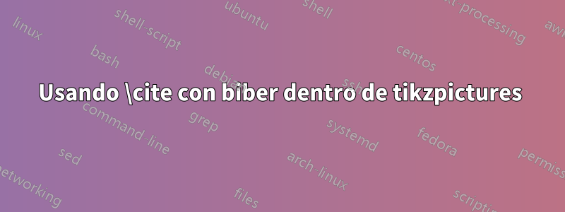 Usando \cite con biber dentro de tikzpictures