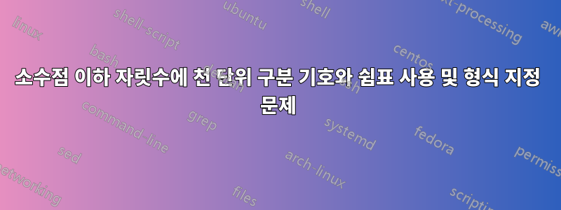 소수점 이하 자릿수에 천 단위 구분 기호와 쉼표 사용 및 형식 지정 문제