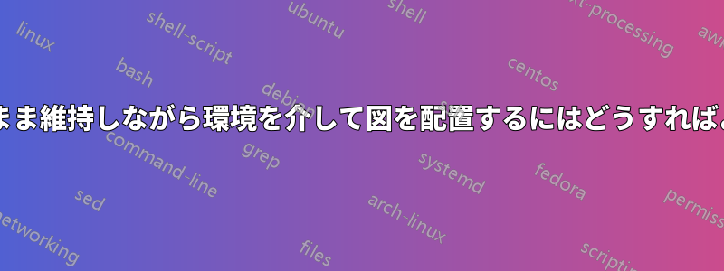 配置をそのまま維持しながら環境を介して図を配置するにはどうすればよいですか?