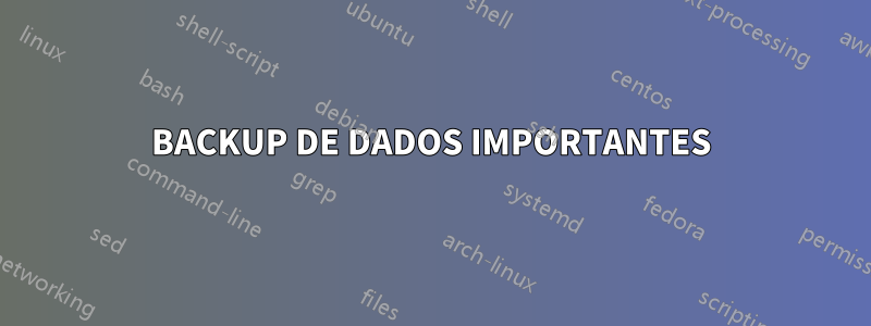 BACKUP DE DADOS IMPORTANTES