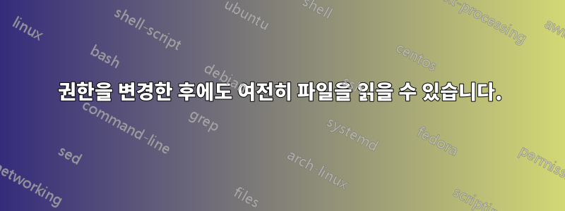 권한을 변경한 후에도 여전히 파일을 읽을 수 있습니다.