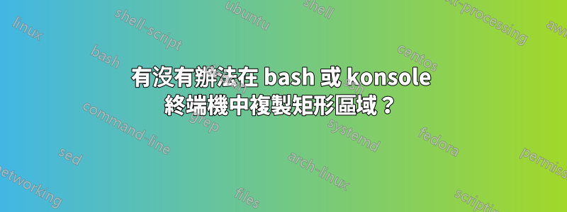 有沒有辦法在 bash 或 konsole 終端機中複製矩形區域？