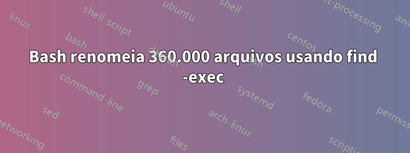 Bash renomeia 360.000 arquivos usando find -exec