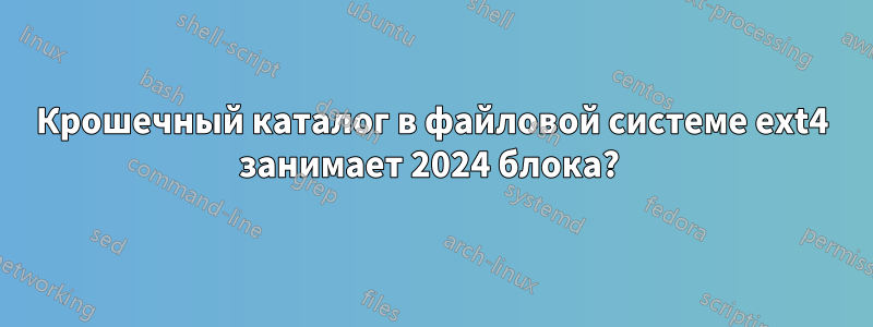 Крошечный каталог в файловой системе ext4 занимает 2024 блока? 