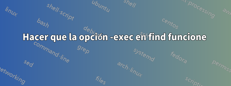 Hacer que la opción -exec en find funcione