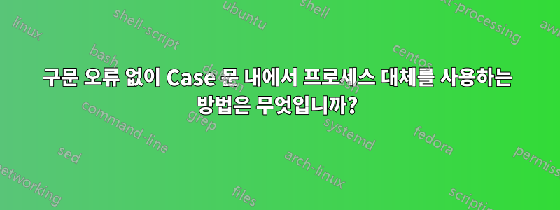 구문 오류 없이 Case 문 내에서 프로세스 대체를 사용하는 방법은 무엇입니까?