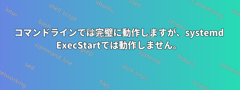 コマンドラインでは完璧に動作しますが、systemd ExecStartでは動作しません。