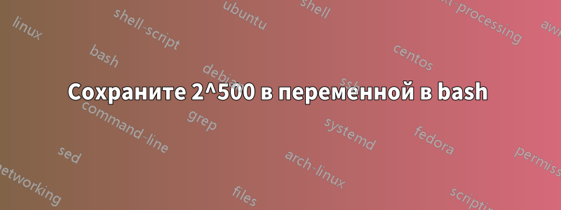 Сохраните 2^500 в переменной в bash