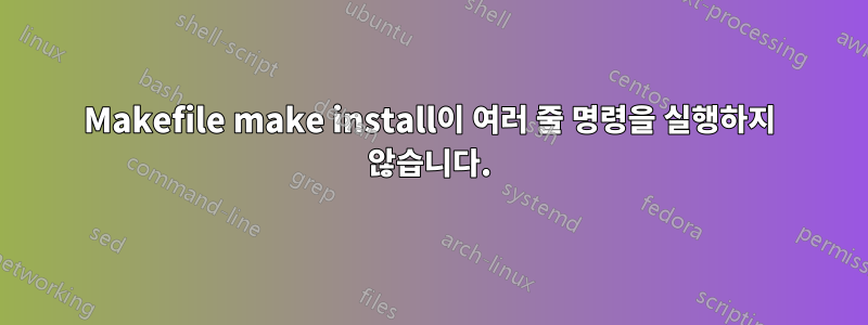 Makefile make install이 여러 줄 명령을 실행하지 않습니다.